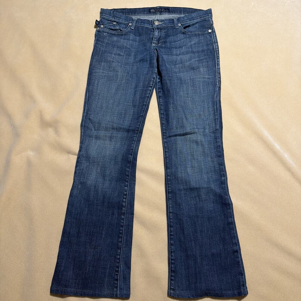 Vtg Rock Republic Women's Flare Jeans Y2K Kasandra Dark Blue Denim Sz 32/30